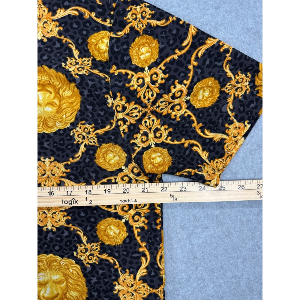 Drill Clothing Co Mens Baroque Lion Print ShortSleeve Button Up Large Black Gold - Picture 4 of 7